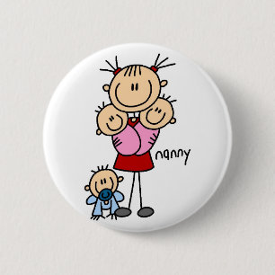 Kinderbetreuer-Strichmännchen-Knopf Button