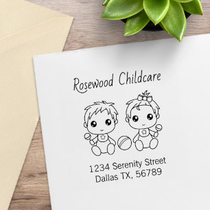 Kinderbetreuung Adresse 4 für Baby Jungen Mädchen Gummistempel