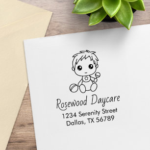 Kinderbetreuung Adresse für Baby Jungen Gummistempel