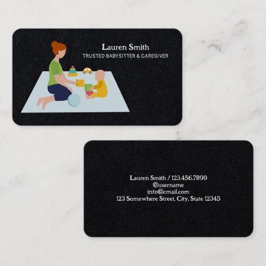 Kinderbetreuung Babysitter Visitenkarte (Vorne/Hinten)