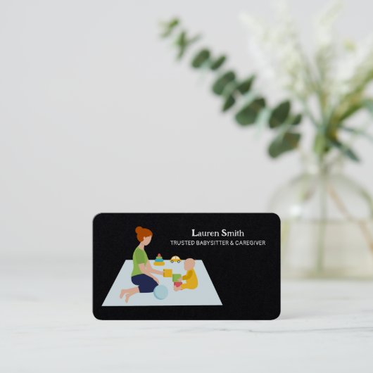 Kinderbetreuung Babysitter Visitenkarte (Stehend Vorderseite)