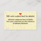 Kinderbetreuung. Babysitting. Visitenkarte (Rückseite)