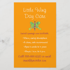 Kinderbetreuung im Schmetterlingsthema Flyer