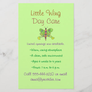 Kinderbetreuung im Schmetterlingsthema Flyer