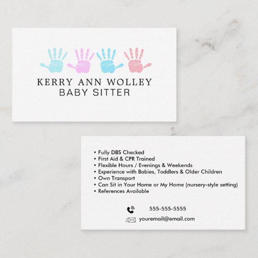 Kinderbetreuung Kindermädchen Babysitter Coole Fun Visitenkarte (Vorne/Hinten)