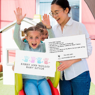 Kinderbetreuung Nanny Babysitter Bunt Funky Cool Visitenkarte