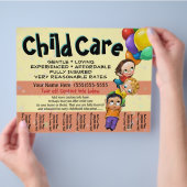Kinderbetreuung. Tagespflege. Reißblech HORIZONTAL Flyer (Hand)