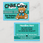 Kinderbetreuung Teddy Bär Blue Visitenkarte (Vorne/Hinten)