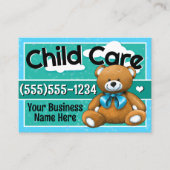 Kinderbetreuung Teddy Bär Blue Visitenkarte (Vorderseite)