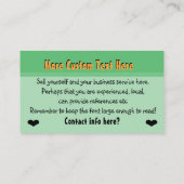 Kinderbetreuungs-Tagesbetreuung, die magischen Visitenkarte (Rückseite)