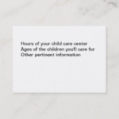 Kinderbetreuungs-Treppenhaus Visitenkarte (Rückseite)