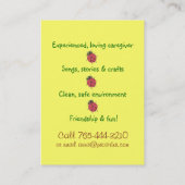 Kinderbetreuungs-Visitenkarte Visitenkarte (Rückseite)