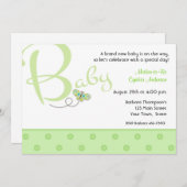 Kinderbett Grüne Babydusche Einladung (Vorne/Hinten)