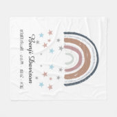 Kinderbettdecke Geburtsurkunde Regenbogen Sterne Fleecedecke (Vorderseite (Horizontal))