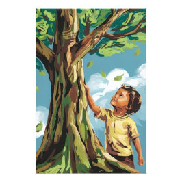 Kinderbewunderung: Lebhaftes modernes Baumposter Fotodruck
