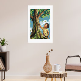Kinderbewunderung: Lebhaftes modernes Baumposter Poster