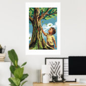 Kinderbewunderung: Lebhaftes modernes Baumposter Poster (Heimbüro)