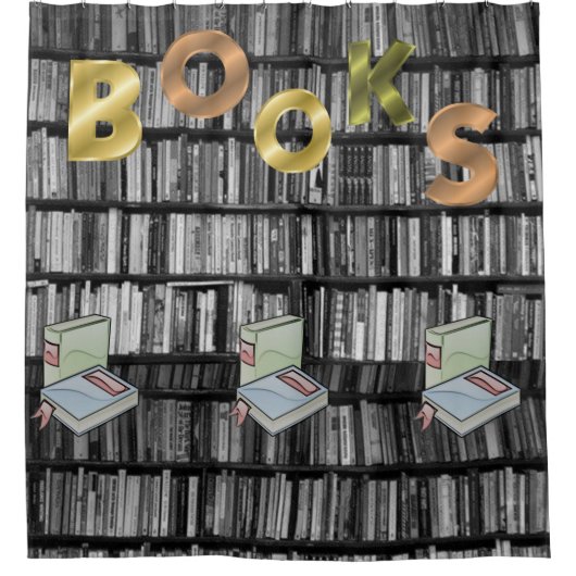 Kinderbibliothek Duschvorhang Schwarz-weiß (Vorderseite)