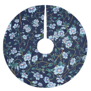 Kinderblumen: nahtloses dunkelblau polyester weihnachtsbaumdecke