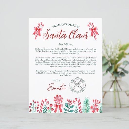 Kinderbrief von Santa (Stehend Vorderseite)