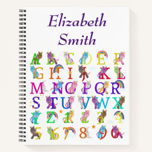 Kinderbuch - Cartoon Unicorns Alphabet Notizblock