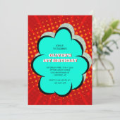 Kinderbuch Comic 1. Geburtstag Party Einladung (Stehend Vorderseite)