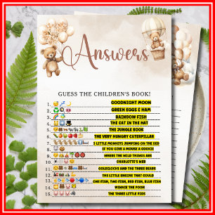 KINDERBUCH-EMOJI-SPIEL Baby Shower Spiel Bär Einladung