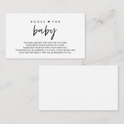 Kinderbücher, Moderner Minimalismus Schwarzer Schr Begleitkarte (Vorne/Hinten)