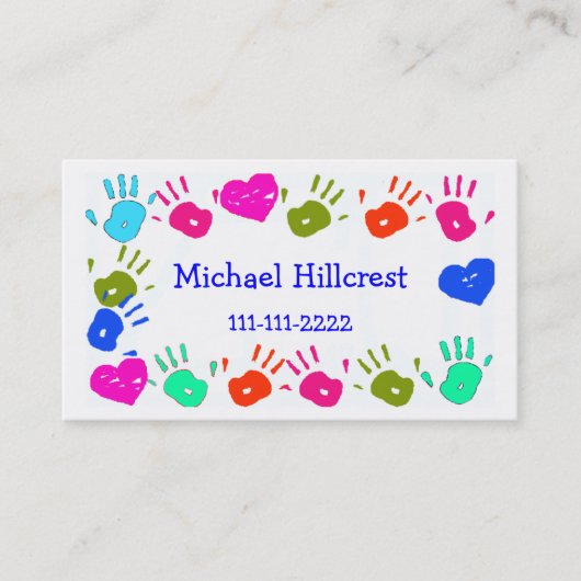 Kinderbunte Hand druckt Telefonkarte Telefonnummerkarte (Vorderseite)