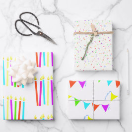 Kinderbuntes Geburtstagssortiment Geschenkpapier Set