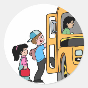 Kinderbus Boarding Runder Aufkleber