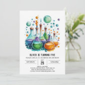 Kinderchemie Versuchswissenschaftler Geburtstag Einladung (Stehend Vorderseite)