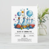 Kinderchemie Whimsy Scientist zum Geburtstag Einladung (Stehend Vorderseite)