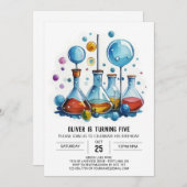 Kinderchemie Whimsy Scientist zum Geburtstag Einladung (Vorne/Hinten)