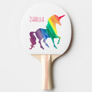 Kindercooler Watercolor-RegenbogenUnicorn schön Tischtennis Schläger