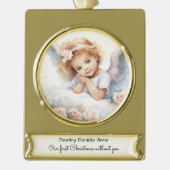 Kinderdenkmal Erste Weihnachten ohne Sie Banner-Ornament Gold (Vorderseite)