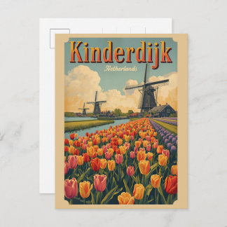 Kinderdijk Holland Netherlands WindMills gifts Postkarte