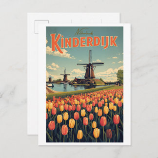 Kinderdijk Holland Netherlands WindMills gifts Postkarte
