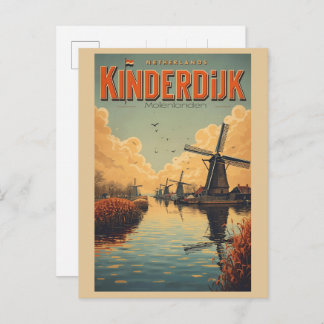 Kinderdijk Holland Netherlands WindMills gifts Postkarte