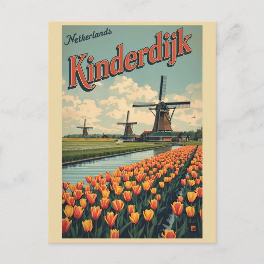 Kinderdijk Holland Netherlands WindMills gifts Postkarte (Vorderseite)