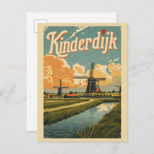Kinderdijk Holland Netherlands WindMills gifts Postkarte (Vorne/Hinten)