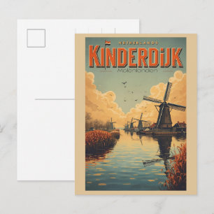 Kinderdijk Holland Niederlande Windmühlen Geschenk Postkarte