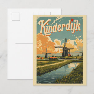 Kinderdijk Holland Niederlande Windmühlen Geschenk Postkarte
