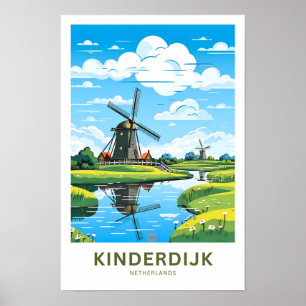 Kinderdijk Netherlands Island Travel Print Poster