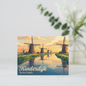 Kinderdijk Niederlande Postkarte (Stehend Vorderseite)
