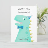 Kinderdinosaurier-Geburtstags-Party Dankeskarte (Stehend Vorderseite)