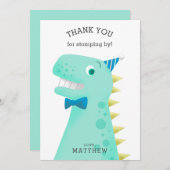 Kinderdinosaurier-Geburtstags-Party Dankeskarte (Vorne/Hinten)