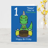 Kinderdinosaurier Geburtstagskarte Name jedes Alte Karte (Gelbe Blume)