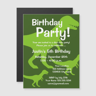 Kinderdinosaurier-Thema Geburtstagsparty Magneteinladung