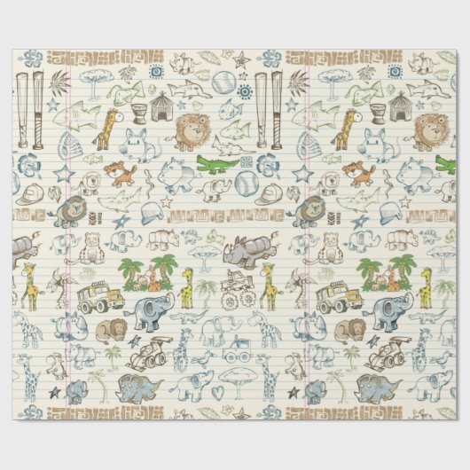 Kinderdoodles Geschenkpapier (Flach)